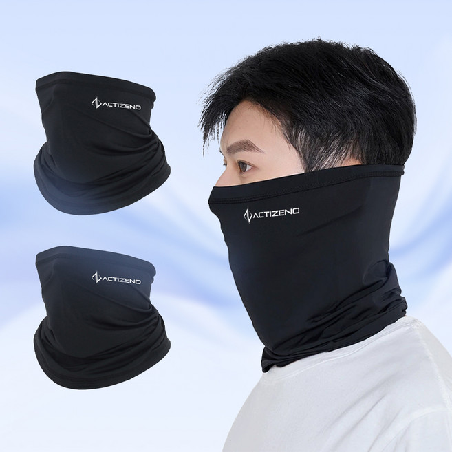 ACTIZENO 防曬 運動 涼感面罩, 黑色, 2個