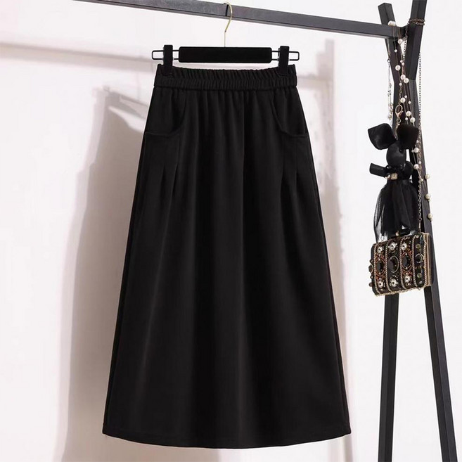 Goodif 女款傘狀版型日常穿搭口袋鬆緊腰長裙