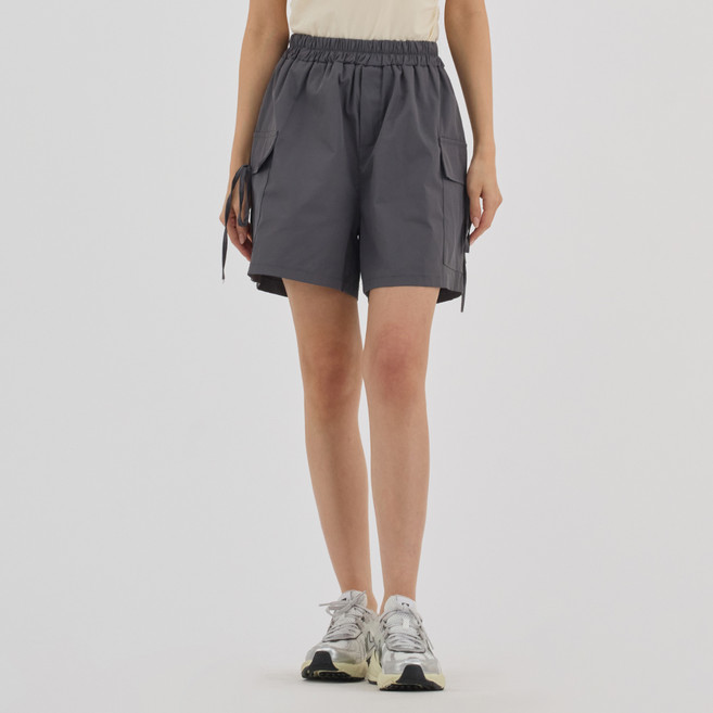 엘쏘 여성용 리본 스트랩 카고 나일론 이지 4부 팬츠