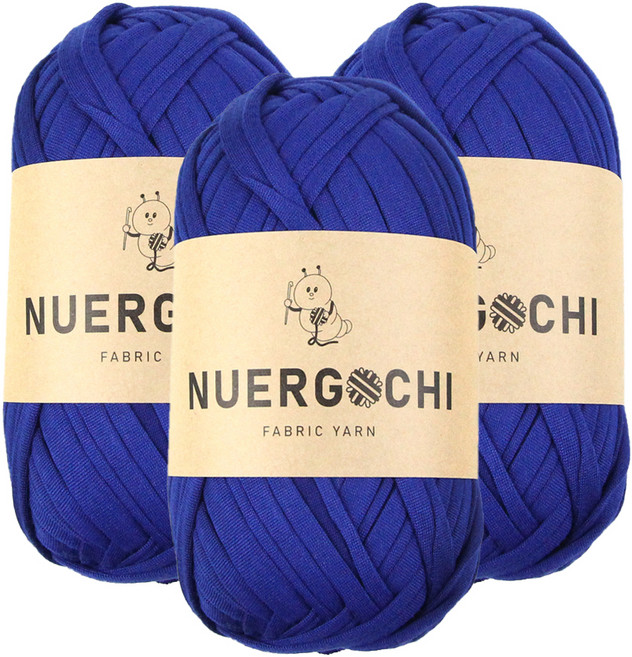JSTrading 누에르고치 패브릭 얀 뜨개실 100g, 14 코발트 블루, 3개