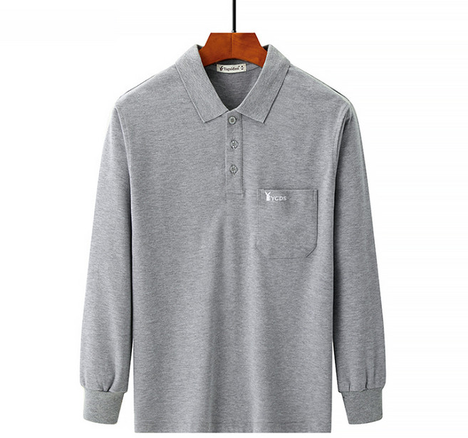 남성용 마켓A 면 포켓 긴팔 카라티