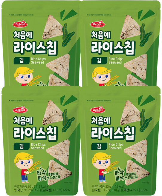 베베스트 처음에 바삭바삭 라이스칩, 김, 4개, 30g