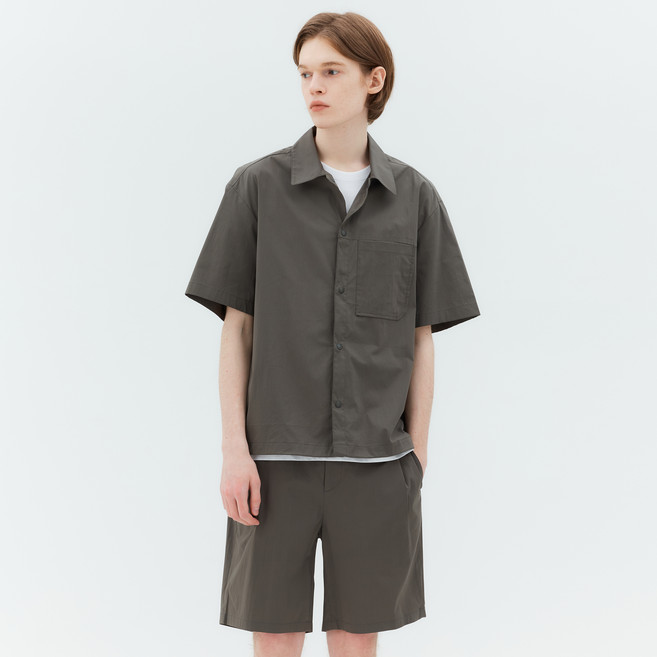 마인드브릿지 남성용 스트링 오버핏 반팔 셔츠 MYWS3132