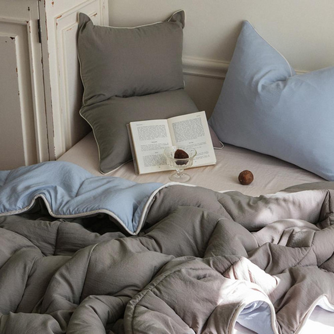 shez Home 起司水洗雙面四季被, 可可藍