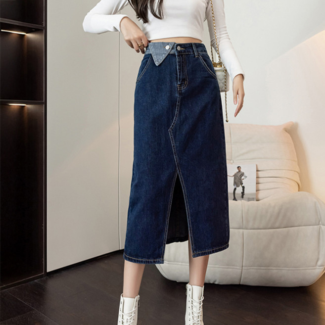 포플러앤씨 여성용 커츠빌스 데님 트임 스커트 P26SPSK012022