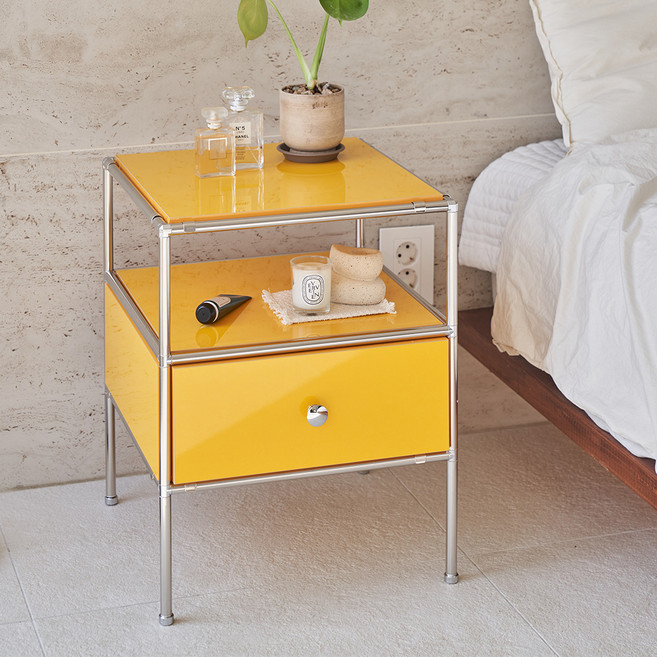 포더홈 무디 모듈 협탁 상부 선반형 400 방문설치, 옐로우, 1개