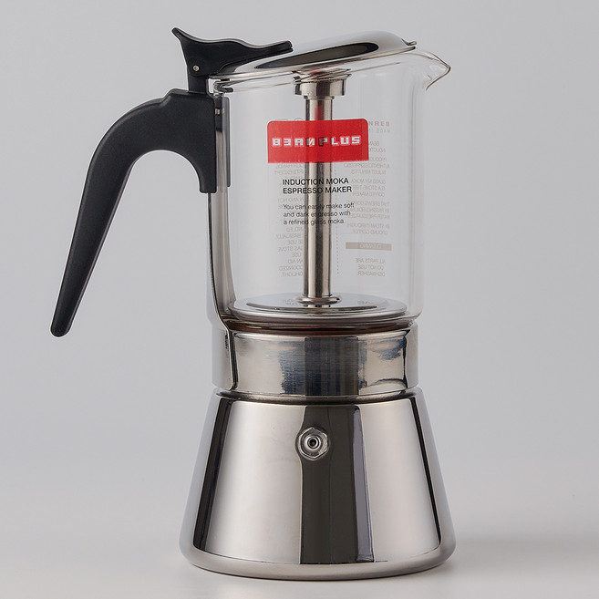 빈플러스 인덕션 에스프레소 스텐 모카포트 4컵 2인용, 투명, 1개