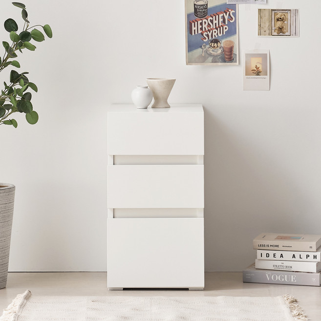 하모벨 티체 3단 미니 책상 서랍장, 화이트, 3개