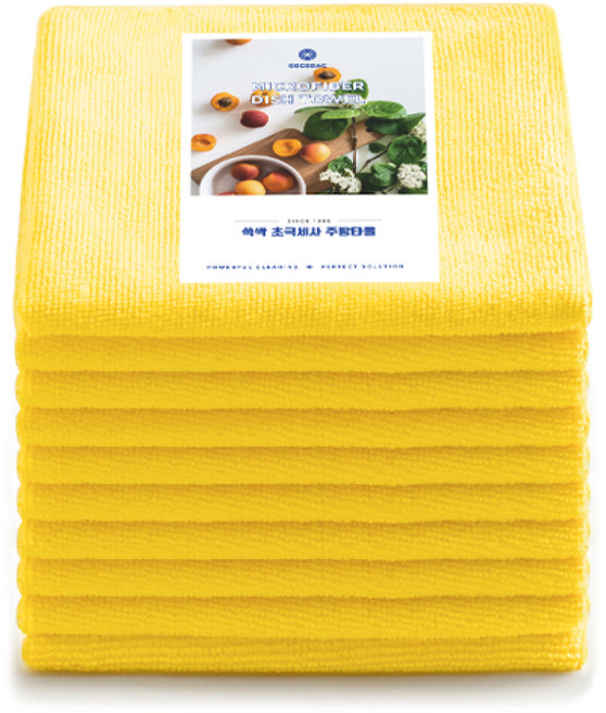 SSCSSAC 초극세사 만능주방 행주 연노랑, 10개