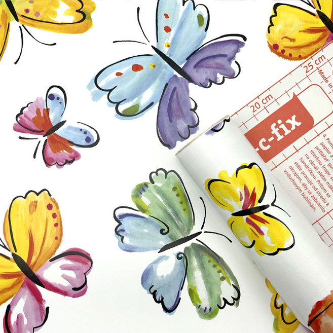 디씨픽스 시트나라 데코 꽃무늬 포인트시트지 나비 200-2940, 옐로우 + 화이트 + 블루 + 그린