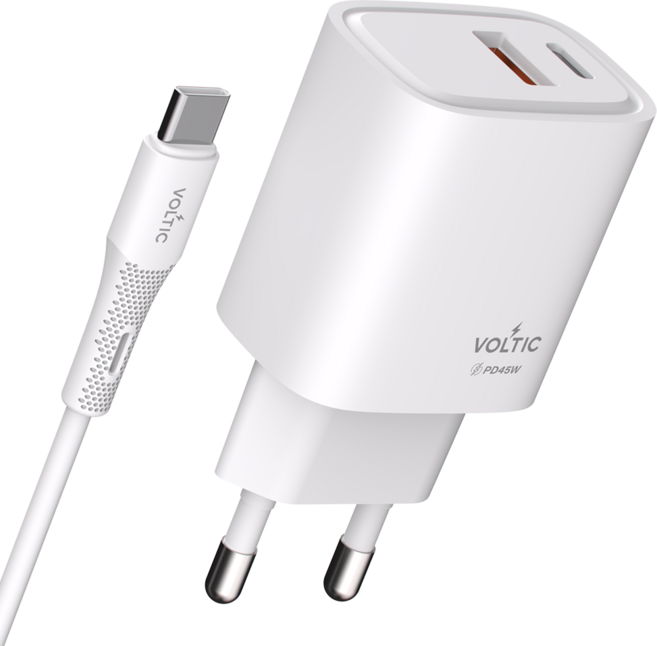 볼틱 초고속 충전기 C타입 멀티 2포트 45W + C to C 60W 케이블, 화이트, 1개