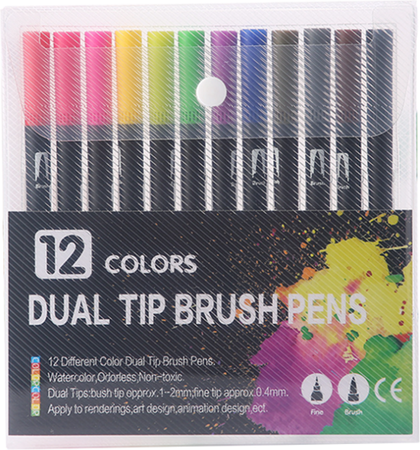 동아피엠에스 DUAL TIP BRUSH PENS, 12색, 1개