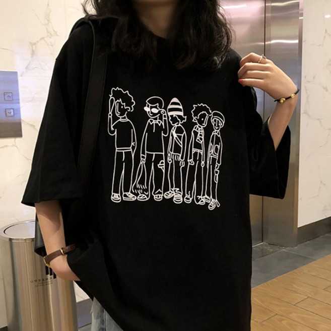 Andaromi 女款 Five Person 印花 大尺碼 寬鬆版 印花 長版T恤
