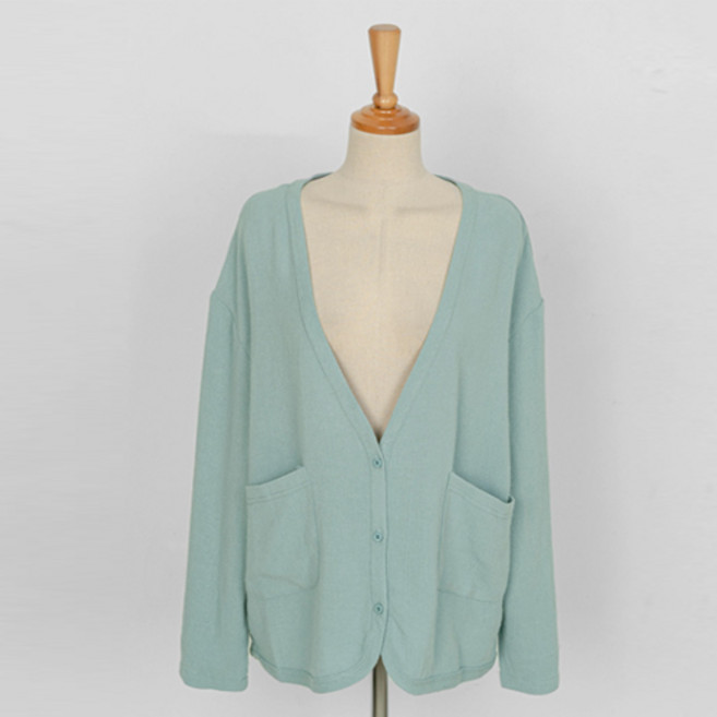 화이트폭스 여성용 린넨 루즈핏 브이넥 가디건