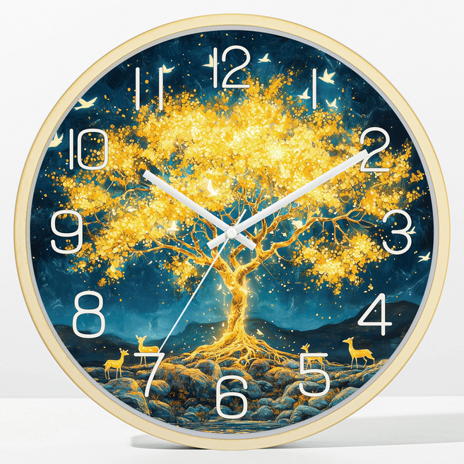 메르헨몬드 국산 황금 돈나무01 무소음 인테리어 벽시계 30.5cm, 황금돈나무01(MGOL01)