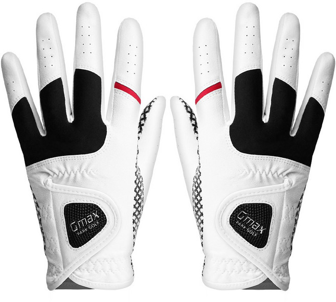 Gmax 男款時尚雙貼片公園高爾夫雙手手套, 黑色, 1雙
