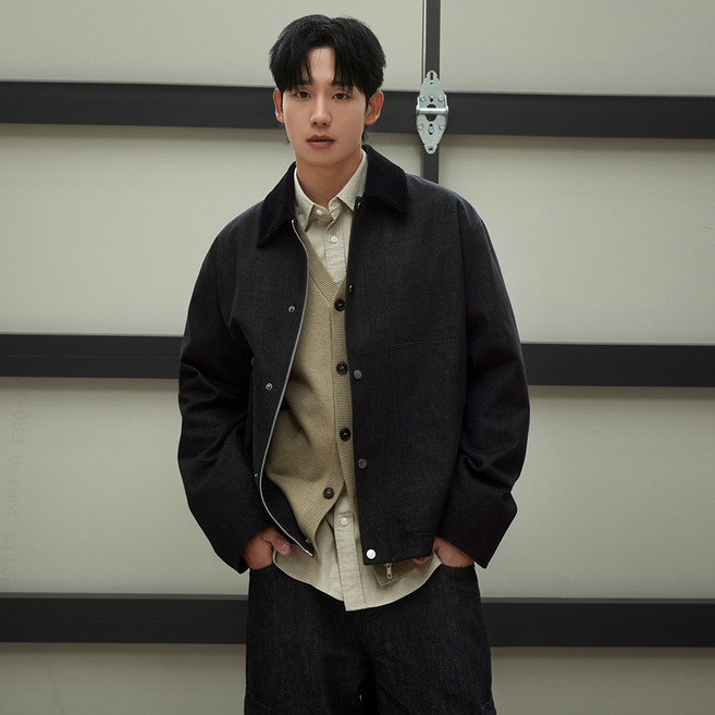 MIND BRIDGE 男士牛仔領撞色工作夾克 MYJP6150