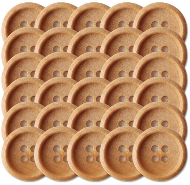 일반테 자작나무 단추 11mm, 원색, 30개