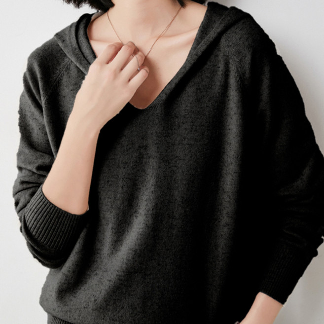 THE SIRUP 女款柔軟V領連帽針織衫