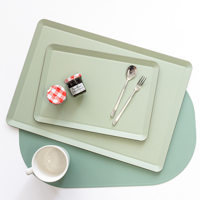 로흐야 국산 솔리드 낮은사각 논슬립 펄프쟁반 2종 세트, 아쿠아비취, 1세트