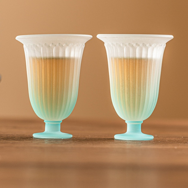 아메리칸로드 스트라이프 미니 그라데이션 고블렛잔 180ml HR2007, 블루, 2개