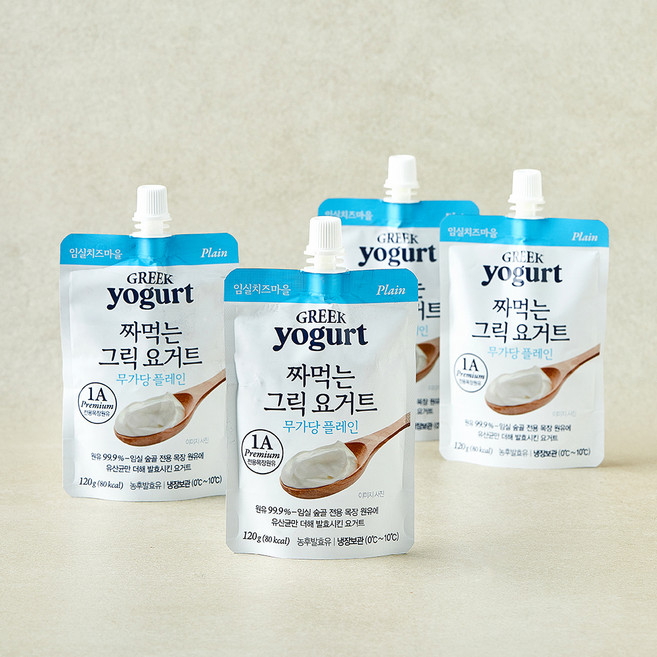술골 임실치즈마을 짜먹는 그릭 요거트 무가당 플레인, 120g, 4개, 1개입