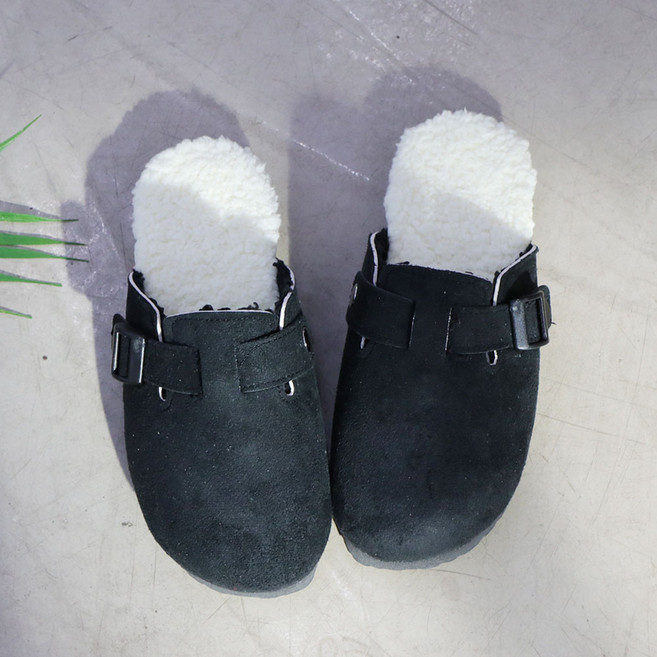 남성용 크런치 퍼안감 방한 털슬리퍼