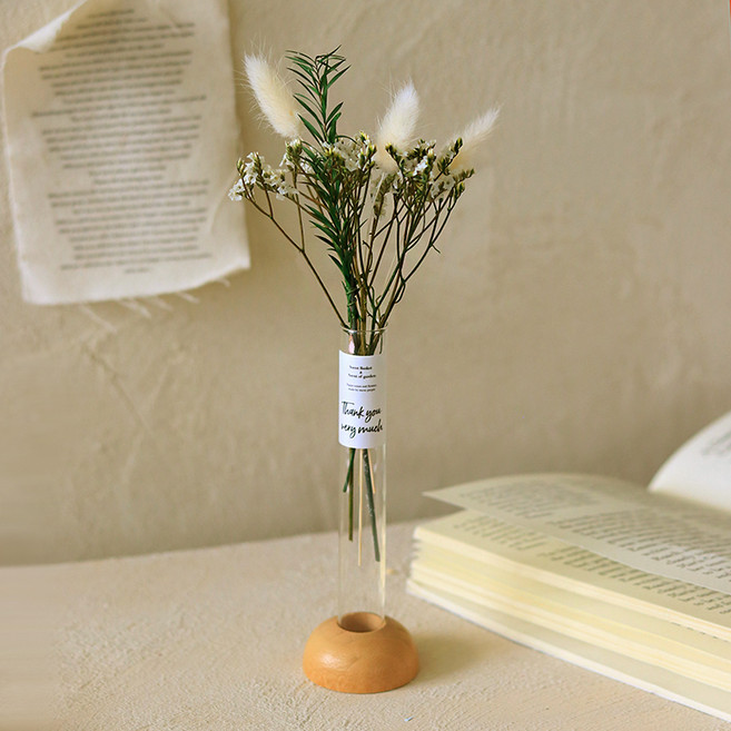 센트바스켓 비비드 라그라스 생화 프리저브드 실린더화병 세트, 아이보리