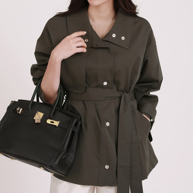 퀸이즈 여성용 무드 데일리 스트링 트랜치 자켓