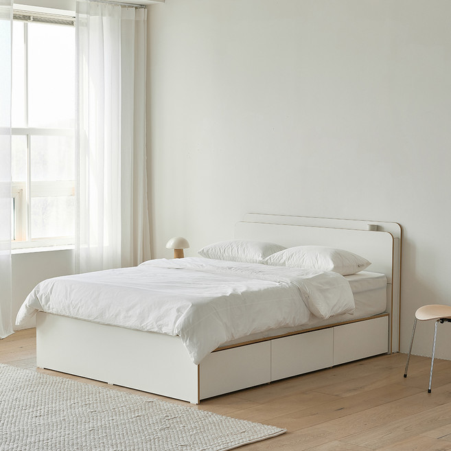 눕 로브 호텔 LED 3단 수납침대 프레임 단품 방문설치, 화이트