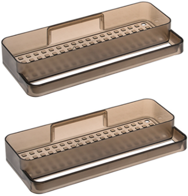 또사자 반투명 접착식 다용도 선반 겸 수건걸이, 갈색, 2개