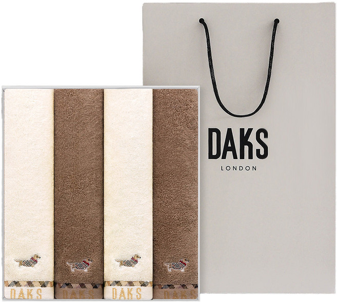 DAKS 30支棉紗150克洗臉毛巾禮盒組, 1組, 奶油色, 棕色