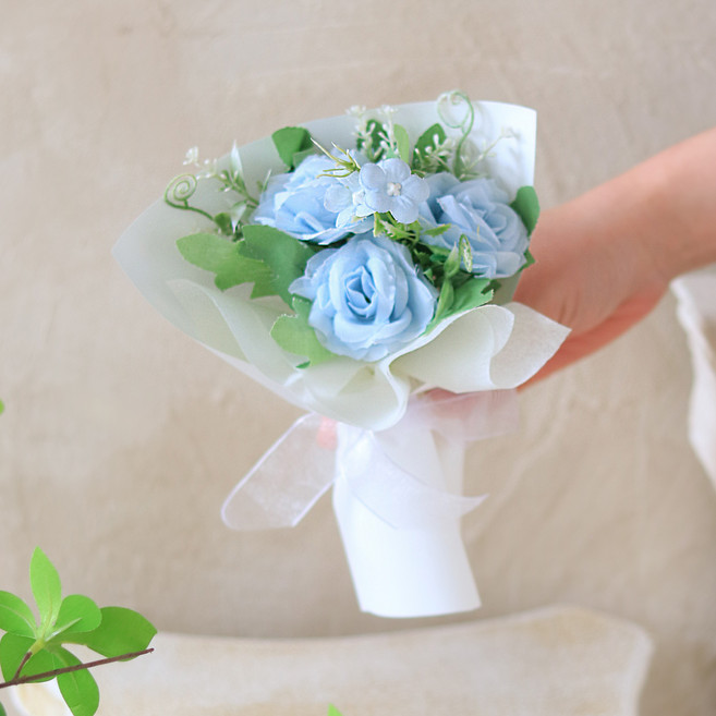 센트바스켓 납골당 미니 조화 꽃다발, 로즈스카이, 1개