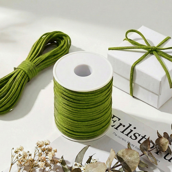 리드홈 스웨이드 세무 선물포장 리본 공예 가죽끈 3mm, 그린, 1개, 45m