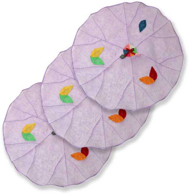 해피툴 나뭇잎 모시 조각 밥상보 퍼플, 3개