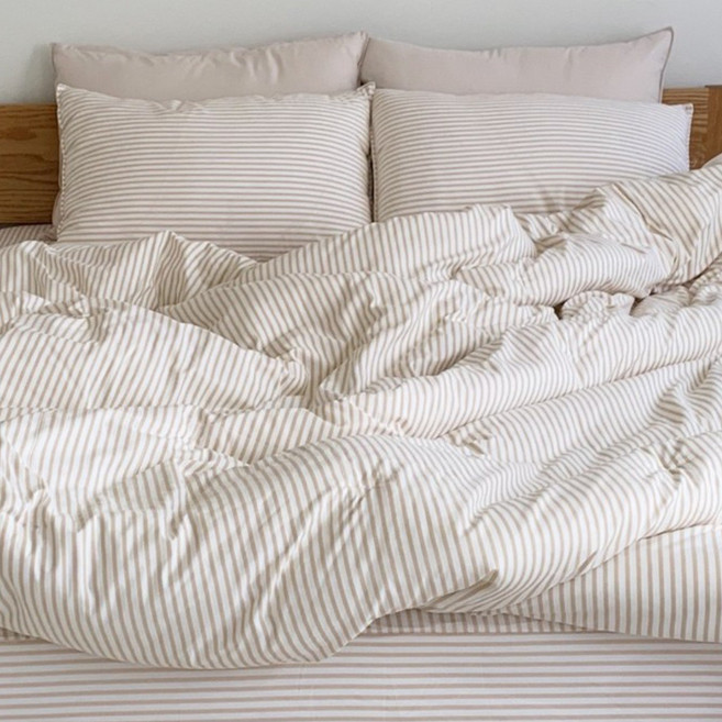 헬로베딩 국내 제조 스트라이프 무드 부드러운 촉감 차렵이불 침구세트