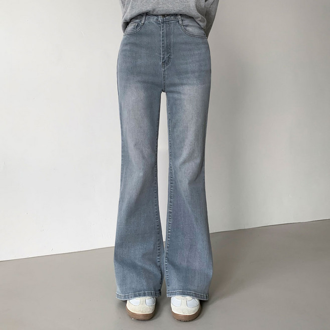 플랜데이 여성용 숏/미디움/롱 기장 디토 부츠컷 워싱 데님팬츠