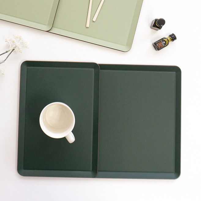 로흐야 국산 솔리드 낮은사각 논슬립 펄프쟁반 2종 세트, 딥그린, 1세트