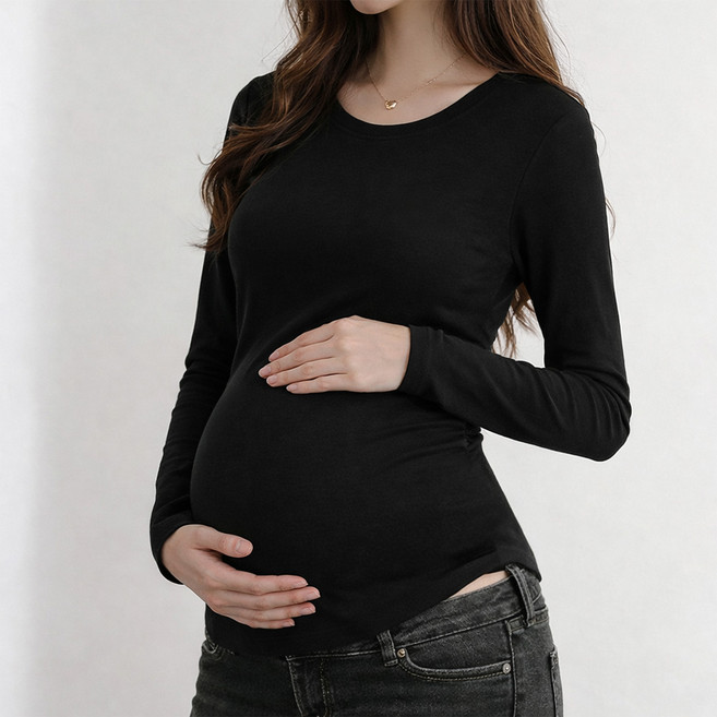 알로데 옆셔링 리본 임부 티셔츠