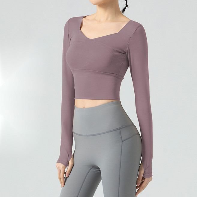 marketpia 女款皮拉提斯長袖瑜珈T恤