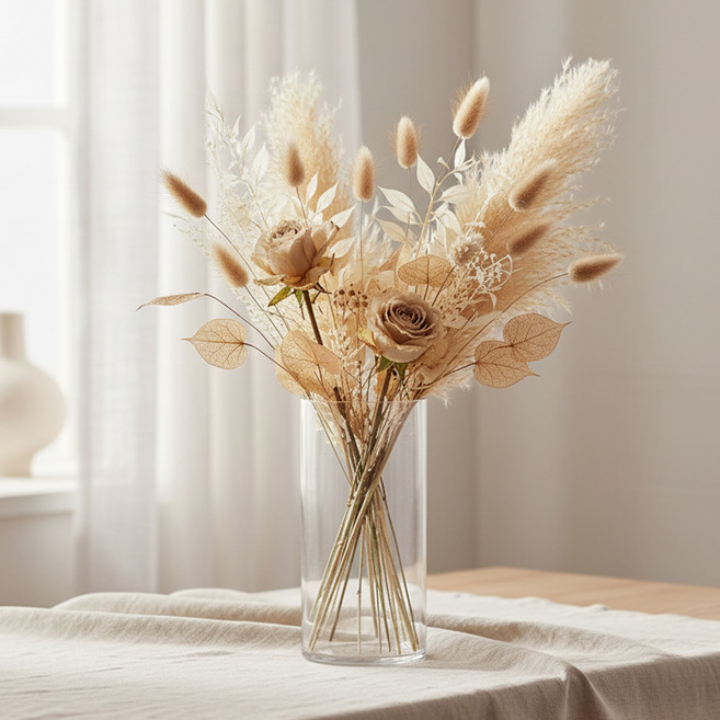 마메 안깨지는 카페 소품 인테리어 테이블 장식 꽃병, 투명