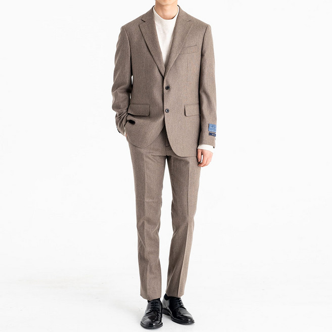 킨록 남성용 GUABELLO 코듀로이 변형 플라넬 나폴리 울 정장 상하의 세트