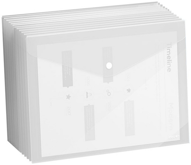 델리 똑딱이 봉투파일, 투명, 50개