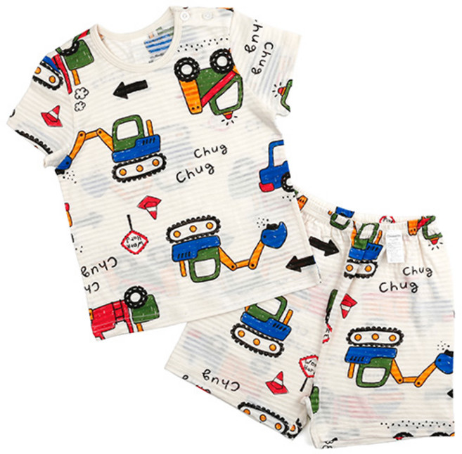 Maykids 男童挖土機印花短袖短褲套裝