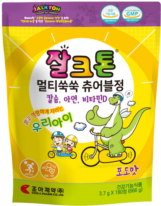 조아제약 잘크톤 멀티쑥쑥 츄어블정 포도맛 666g, 180정, 1개