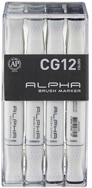 알파색채 브러쉬 마카 CG 세트, 1세트, 12색