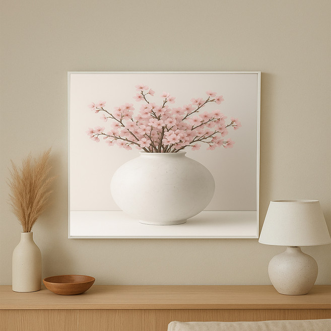 다복 달 항아리 그림액자 꽃 kisn120