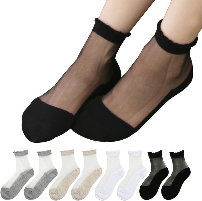 이지레그 여성용 동글동글 시스루 양말 8켤레