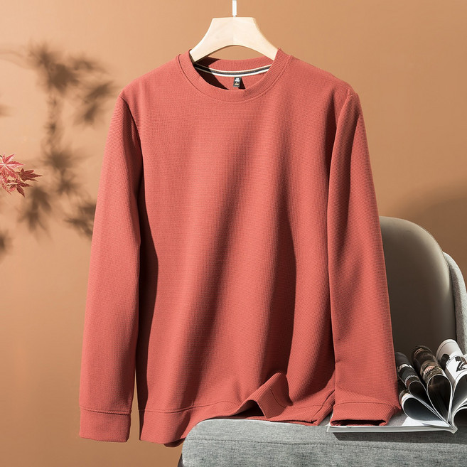 Starbean 男士圓領鬆餅格紋長袖T恤