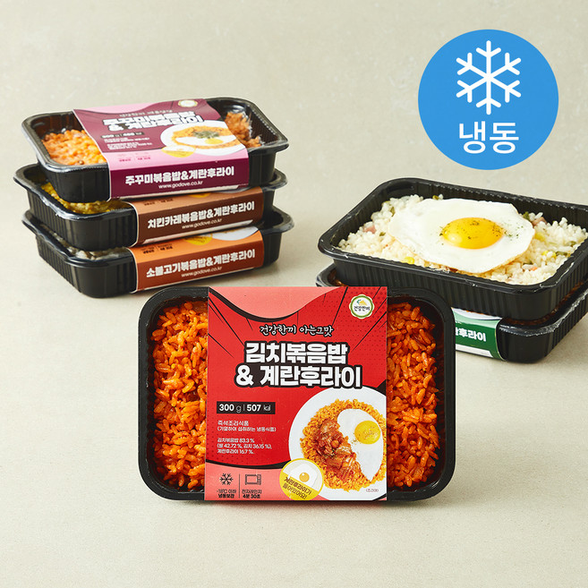 건강한끼 더 다양한 계란후라이 볶음밥 도시락 300g x 6종 세트 (냉동), 1세트